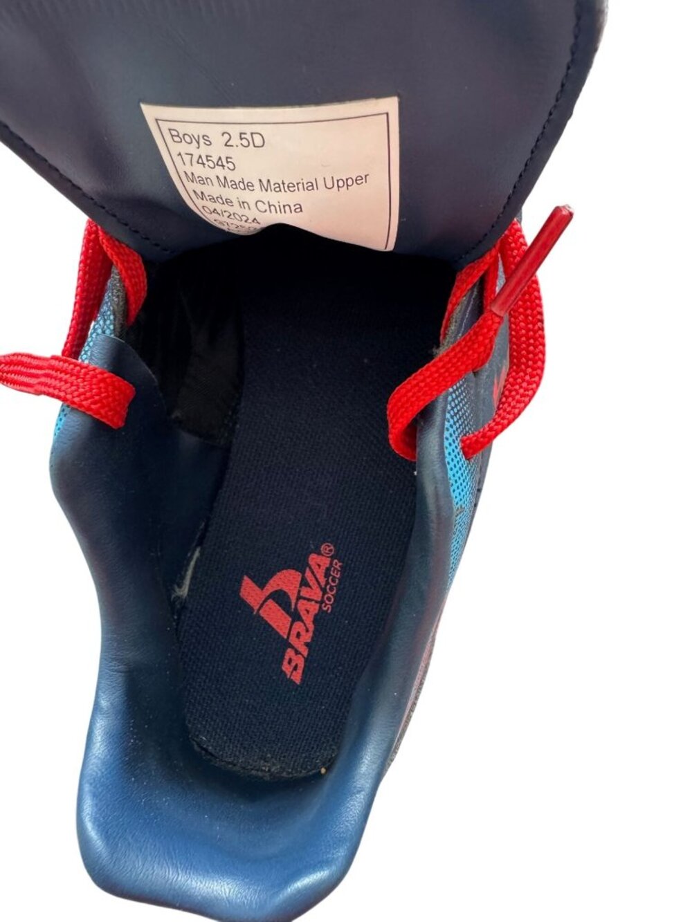 Brava Boys 2.5D Soccer Cleats Red/Navy Man-Made Upper Lace-Up Pre-Owned Durable - Picture 4 of 5